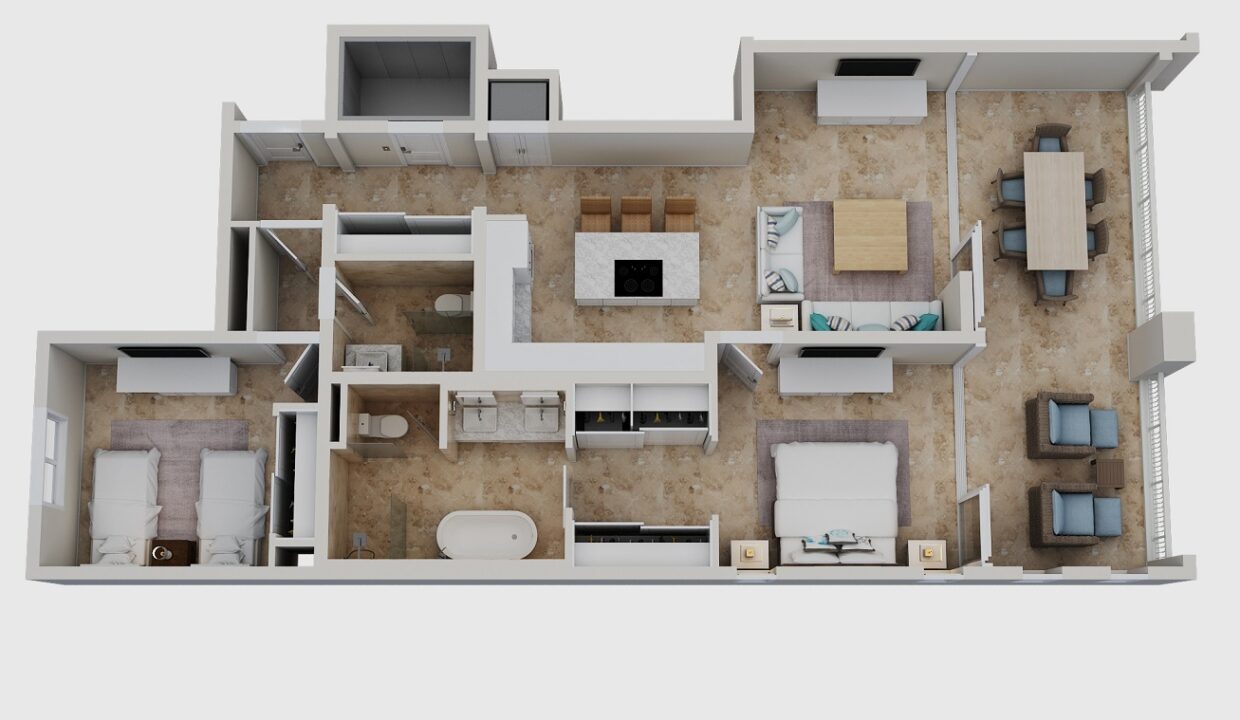 3D Floorplan - 2 Bedroom Residence